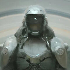 Official art of SecUnit from Martha Wells' "All Systems Red"